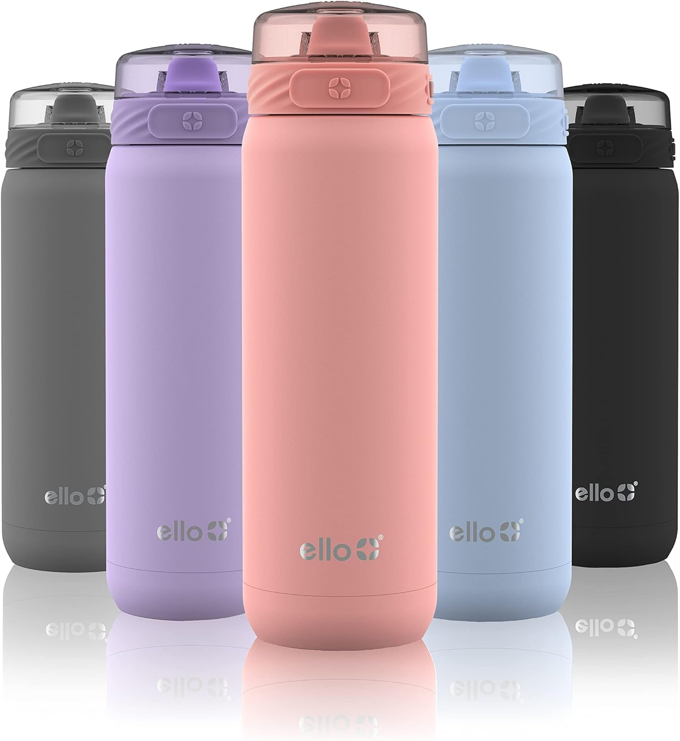 Ello Cooper 22oz Stainless Steel Water Bottle with Straw and Carry Handle, Double Walled and Vacuum Insulated Metal, Leak Proof Locking Lid with Soft Silicone Spout, Reusable, BPA Free, Lilac