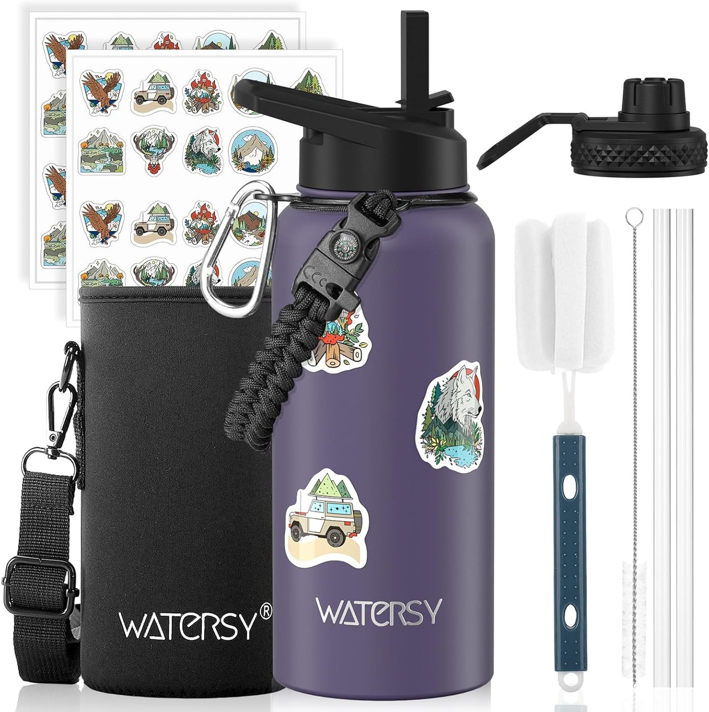 87oz Insulated Water Bottle (Cold for 48 Hrs),BPA Free&Leak Proof,1.5 Gallon Stainless Steel Water Flask,Water Jug with Straw Spout Lids for Gym,Hiking,Camping,Stainless
