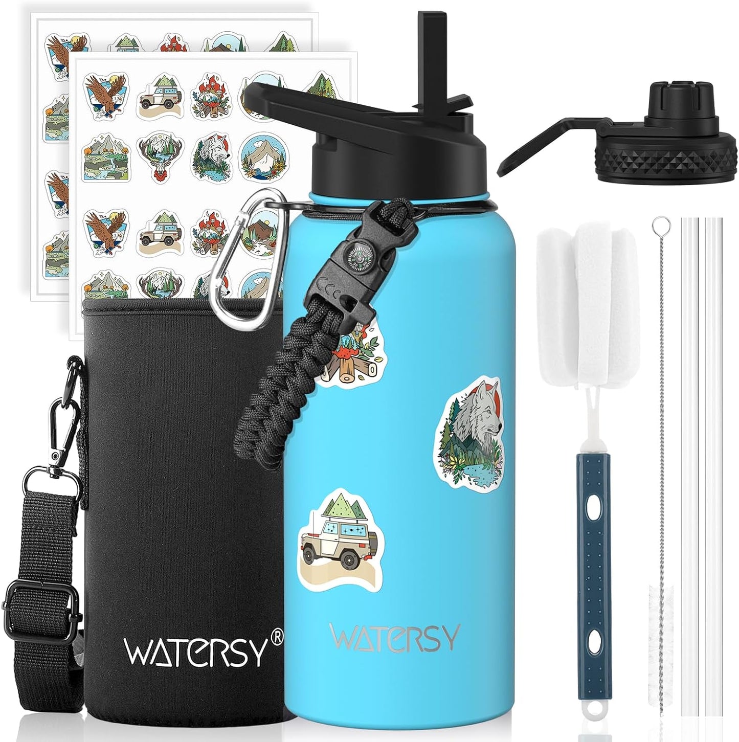87oz Insulated Water Bottle (Cold for 48 Hrs),BPA Free&Leak Proof,1.5 Gallon Stainless Steel Water Flask,Water Jug with Straw Spout Lids for Gym,Hiking,Camping,Stainless