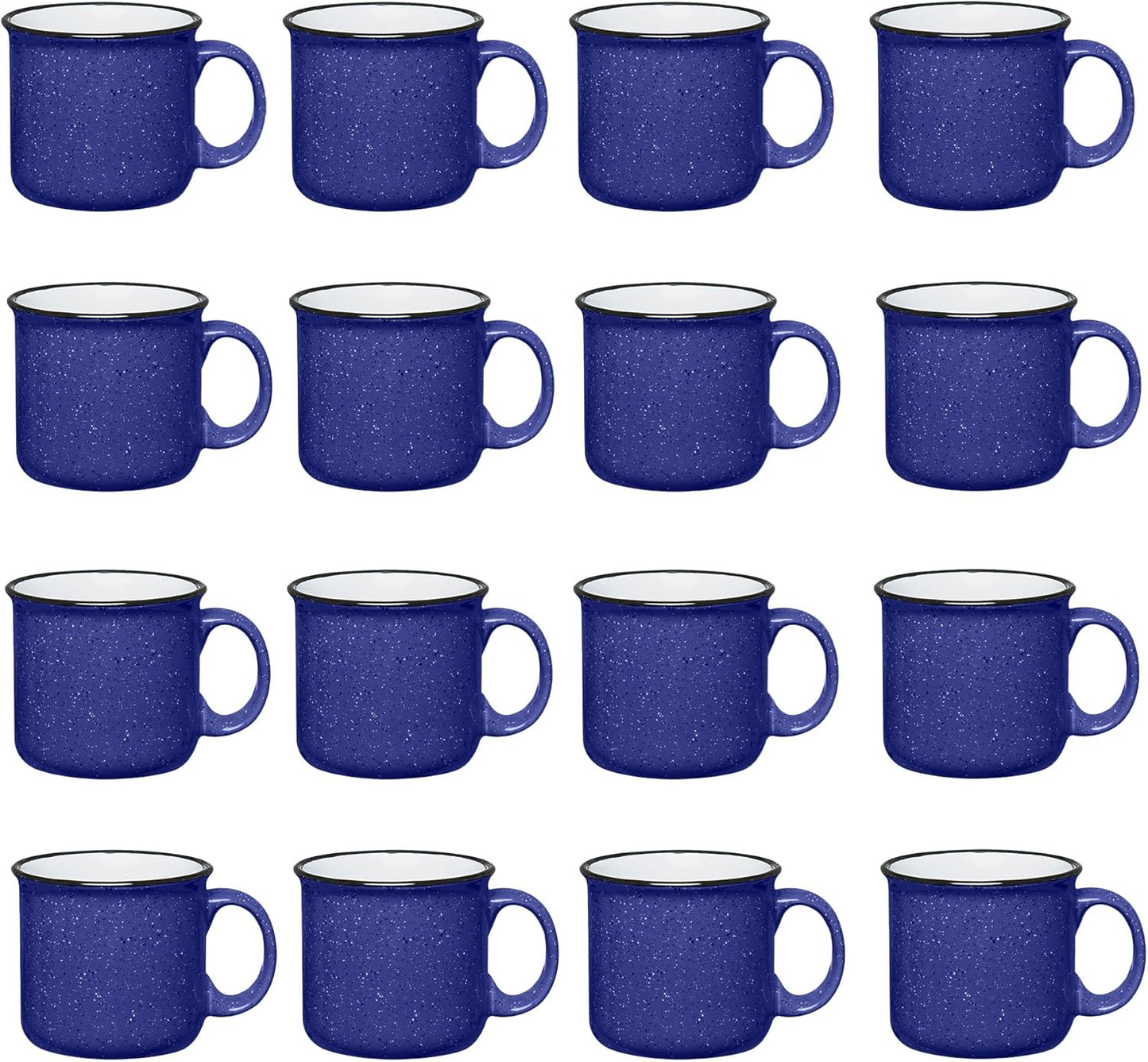 Set of 16 Ceramic Campfire Mugs – 15 Oz, White – Coffee & Tea Cups for Home, Work, Travel, Camping – Customizable, Great for DIY, Events, Companies