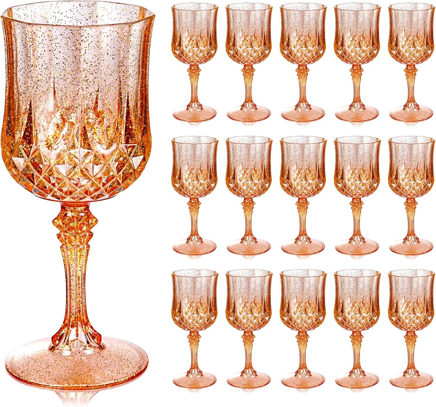 Ciaell 24PCS Plastic Wine Glasses - 7 Oz Plastic Goblets for Party - Clear Vintage Drinking Glasses - Disposable Water Goblets Set for Wedding, Bar, Wine, Beer, Juice, Cocktail, Whiskey