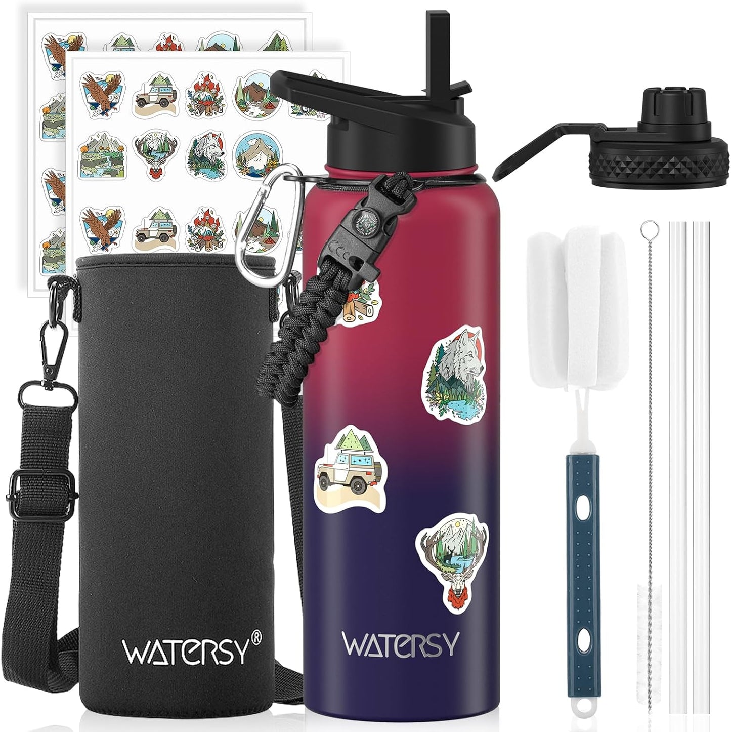 87oz Insulated Water Bottle (Cold for 48 Hrs),BPA Free&Leak Proof,1.5 Gallon Stainless Steel Water Flask,Water Jug with Straw Spout Lids for Gym,Hiking,Camping,Stainless