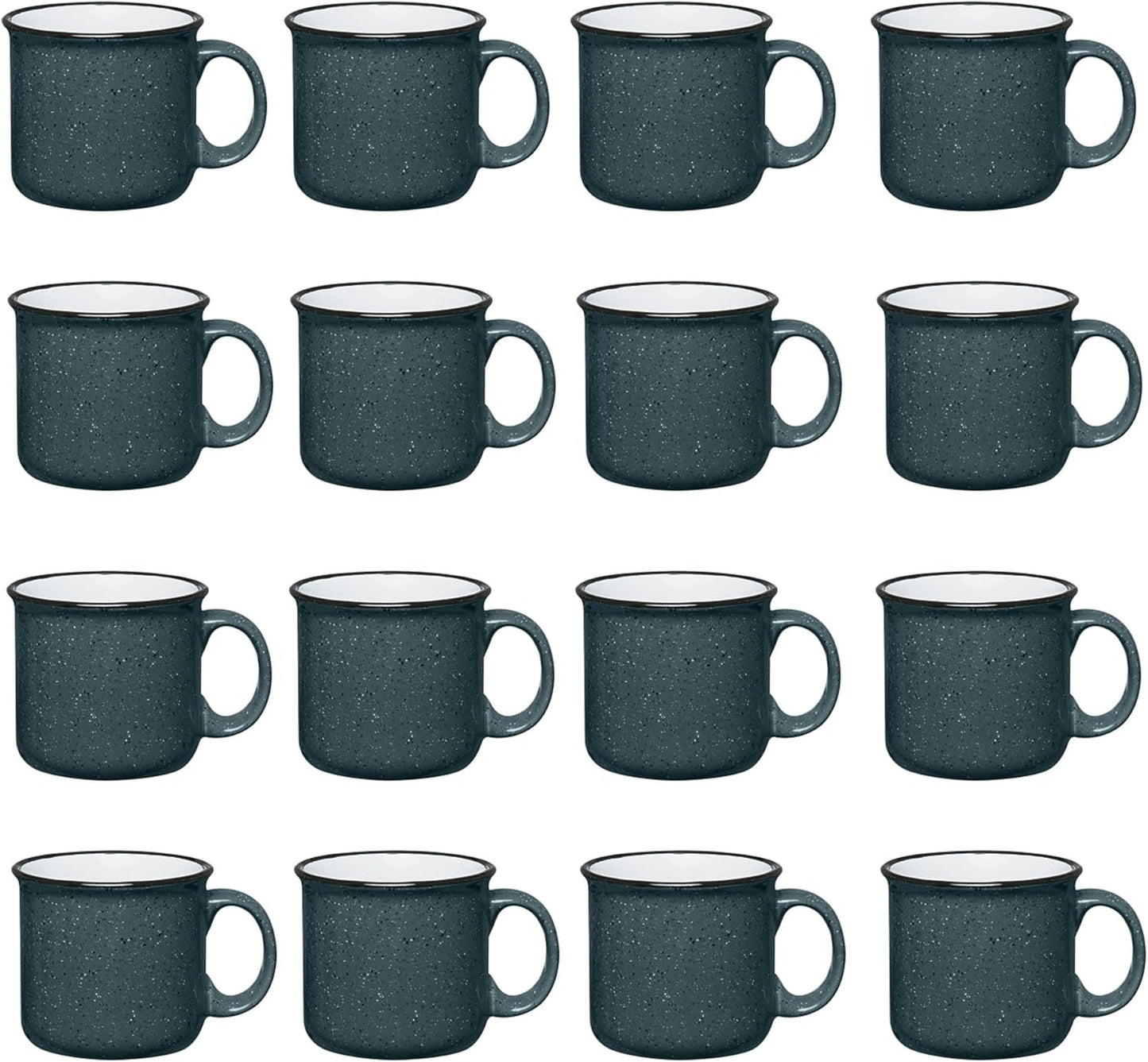 Set of 16 Ceramic Campfire Mugs – 15 Oz, White – Coffee & Tea Cups for Home, Work, Travel, Camping – Customizable, Great for DIY, Events, Companies
