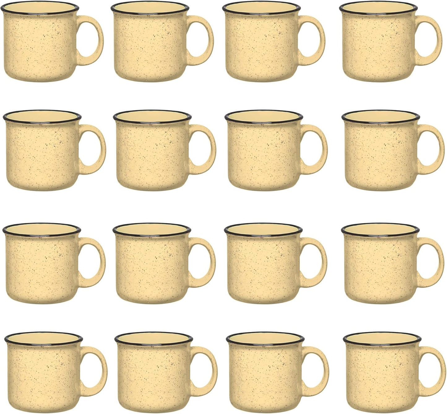 Set of 16 Ceramic Campfire Mugs – 15 Oz, White – Coffee & Tea Cups for Home, Work, Travel, Camping – Customizable, Great for DIY, Events, Companies