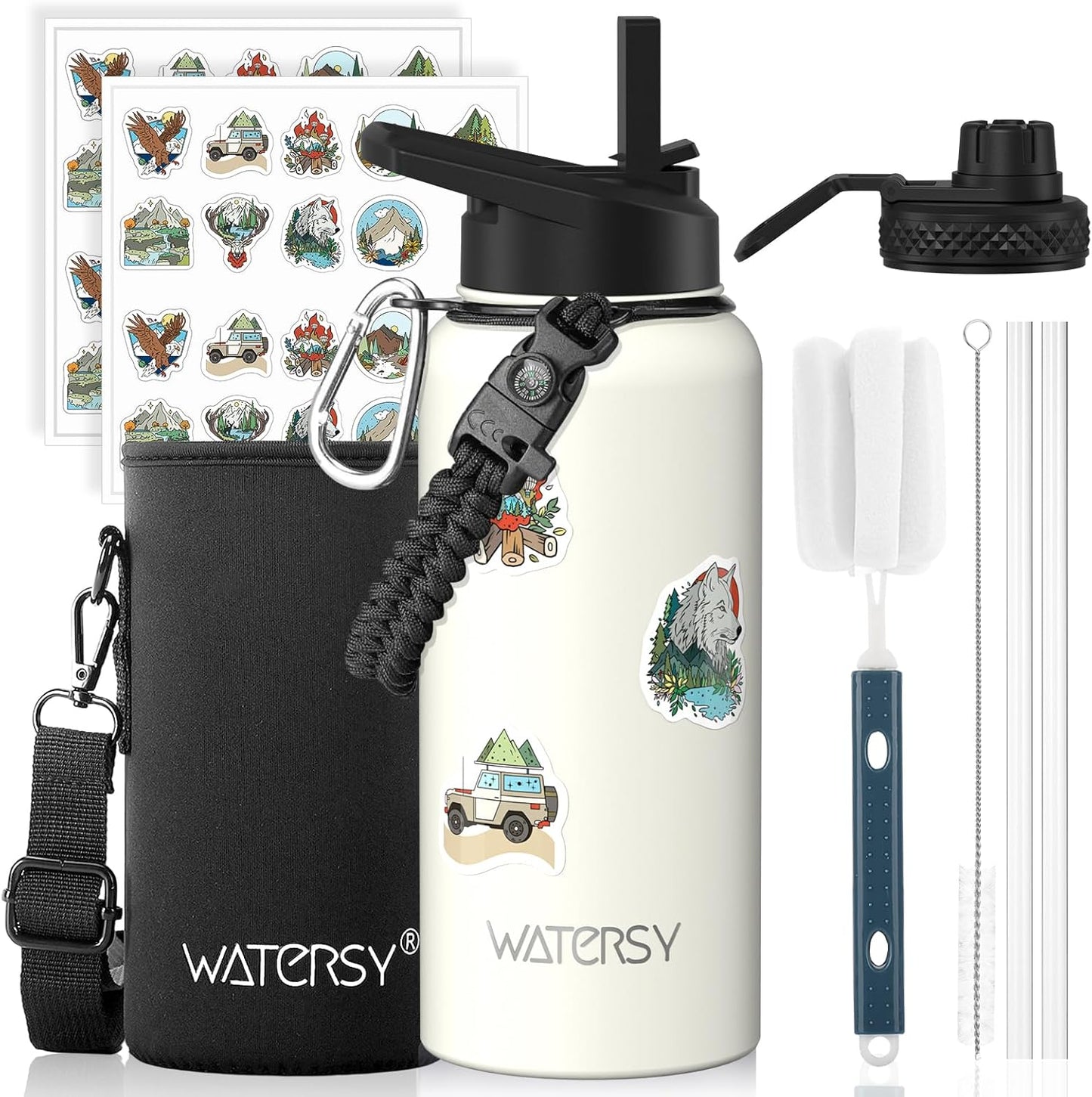 87oz Insulated Water Bottle (Cold for 48 Hrs),BPA Free&Leak Proof,1.5 Gallon Stainless Steel Water Flask,Water Jug with Straw Spout Lids for Gym,Hiking,Camping,Stainless