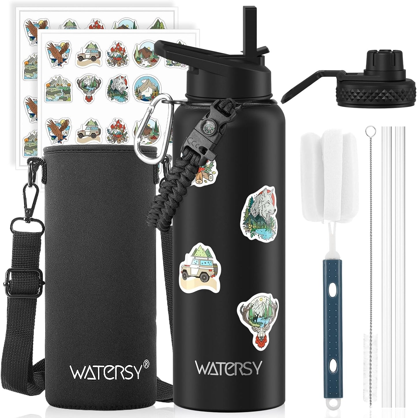 87oz Insulated Water Bottle (Cold for 48 Hrs),BPA Free&Leak Proof,1.5 Gallon Stainless Steel Water Flask,Water Jug with Straw Spout Lids for Gym,Hiking,Camping,Stainless