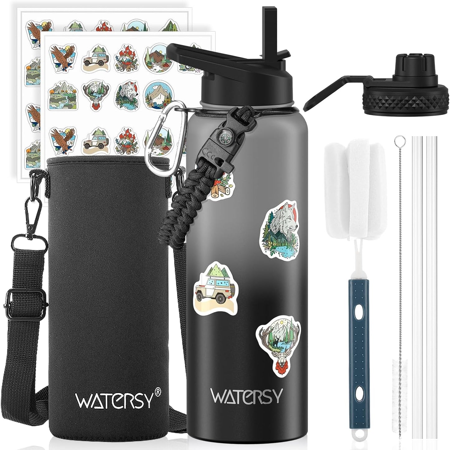 87oz Insulated Water Bottle (Cold for 48 Hrs),BPA Free&Leak Proof,1.5 Gallon Stainless Steel Water Flask,Water Jug with Straw Spout Lids for Gym,Hiking,Camping,Stainless