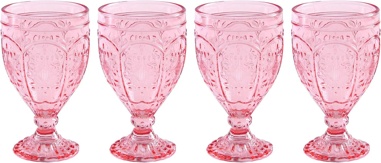 Fitz and Floyd Trestle Glassware Ornate Goblets, 4 Count (Pack of 1), Red