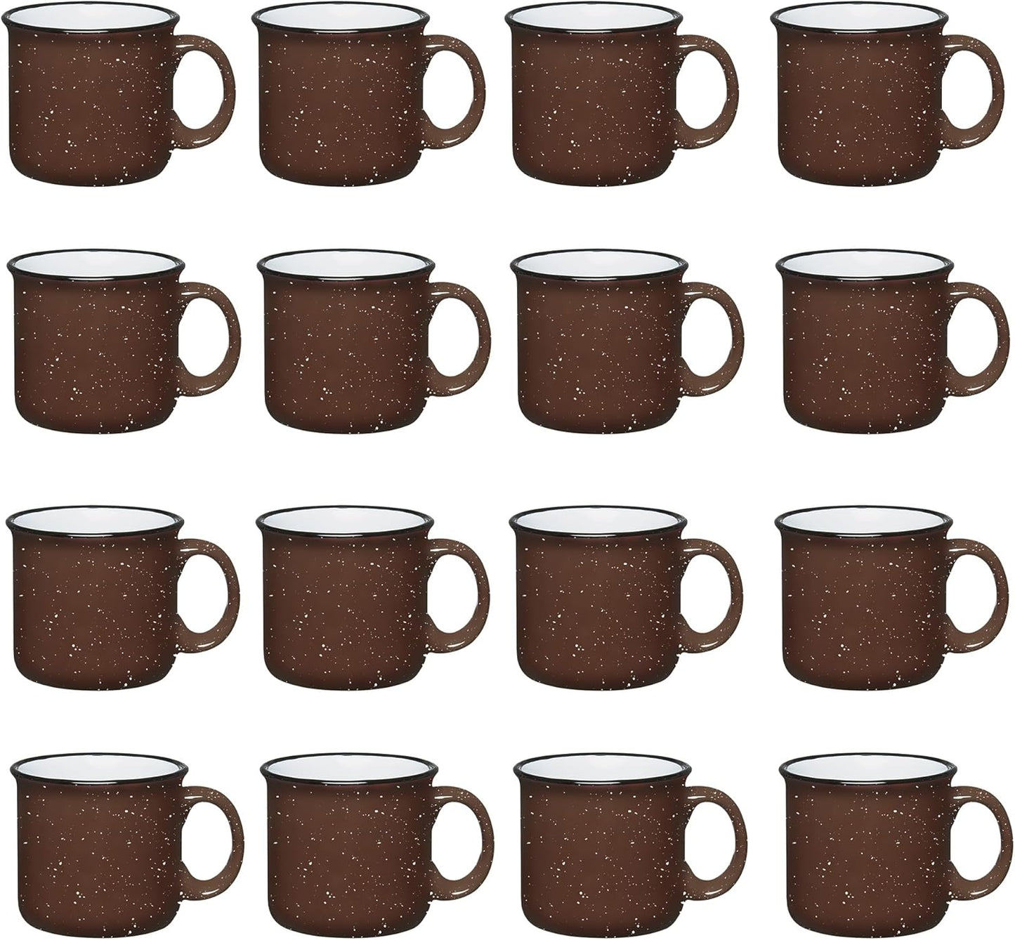 Set of 16 Ceramic Campfire Mugs – 15 Oz, White – Coffee & Tea Cups for Home, Work, Travel, Camping – Customizable, Great for DIY, Events, Companies