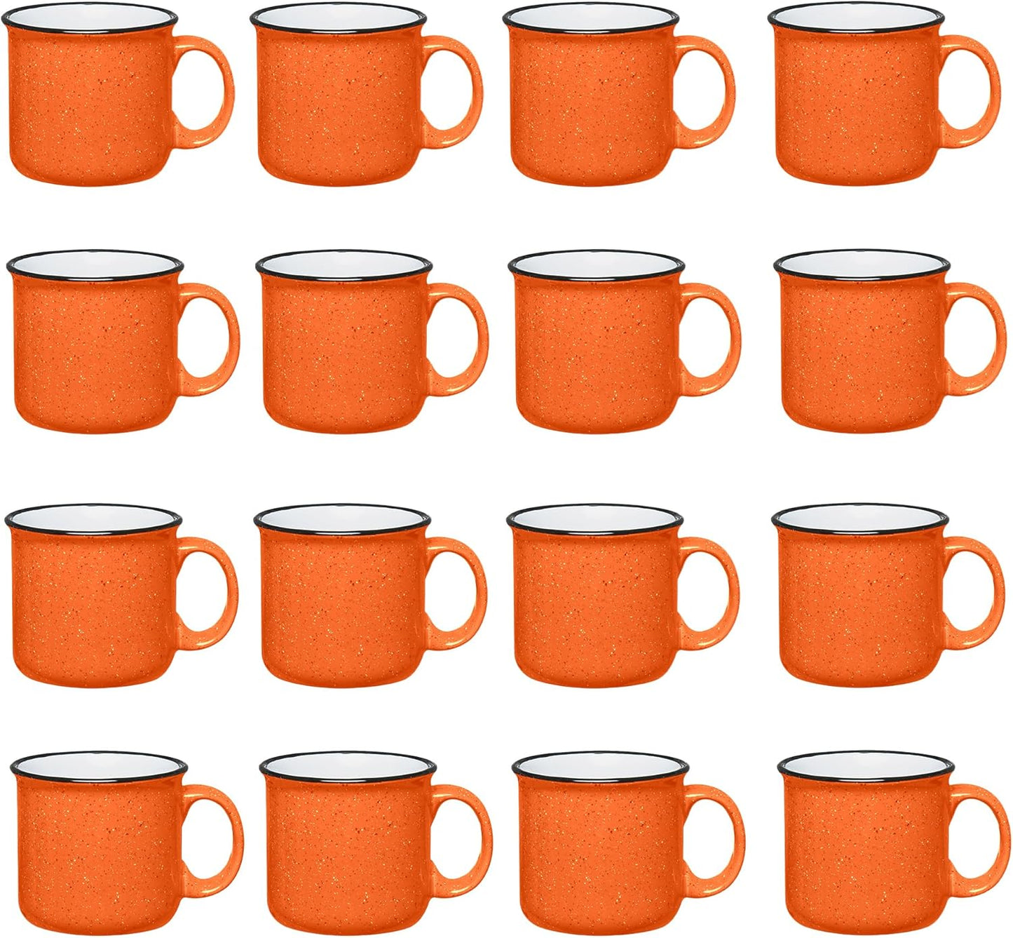 Set of 16 Ceramic Campfire Mugs – 15 Oz, White – Coffee & Tea Cups for Home, Work, Travel, Camping – Customizable, Great for DIY, Events, Companies