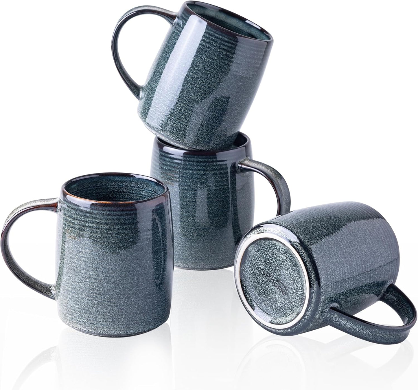 GBHOME Large Coffee Mugs Set of 6, 18oz Handmade Ceramic Coffee Mugs Set with Gradient color for Latte/Tea/Beer/Hot Cocoa, Dishwasher & Microwave Safe, Khaki