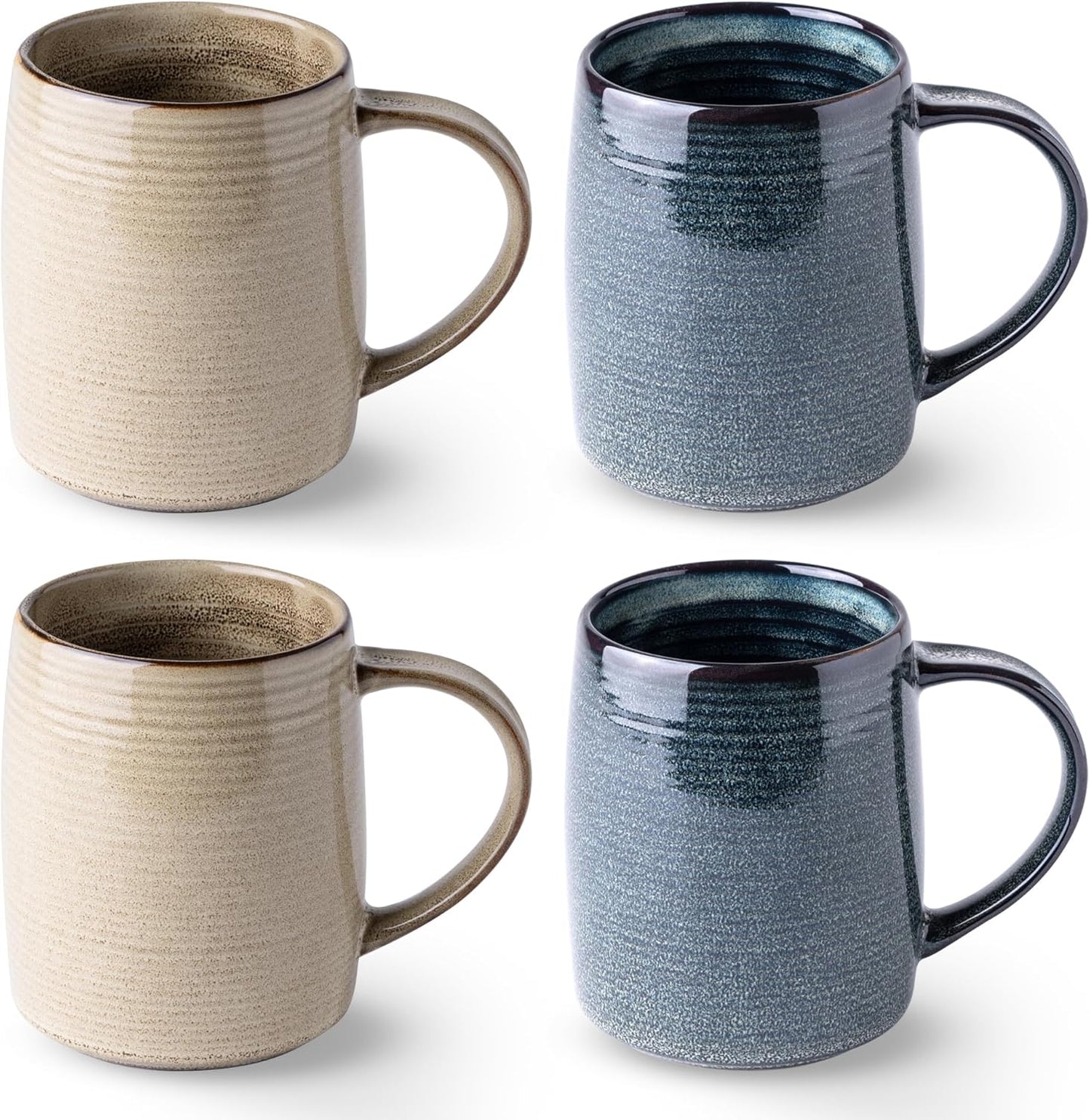 GBHOME Large Coffee Mugs Set of 6, 18oz Handmade Ceramic Coffee Mugs Set with Gradient color for Latte/Tea/Beer/Hot Cocoa, Dishwasher & Microwave Safe, Khaki