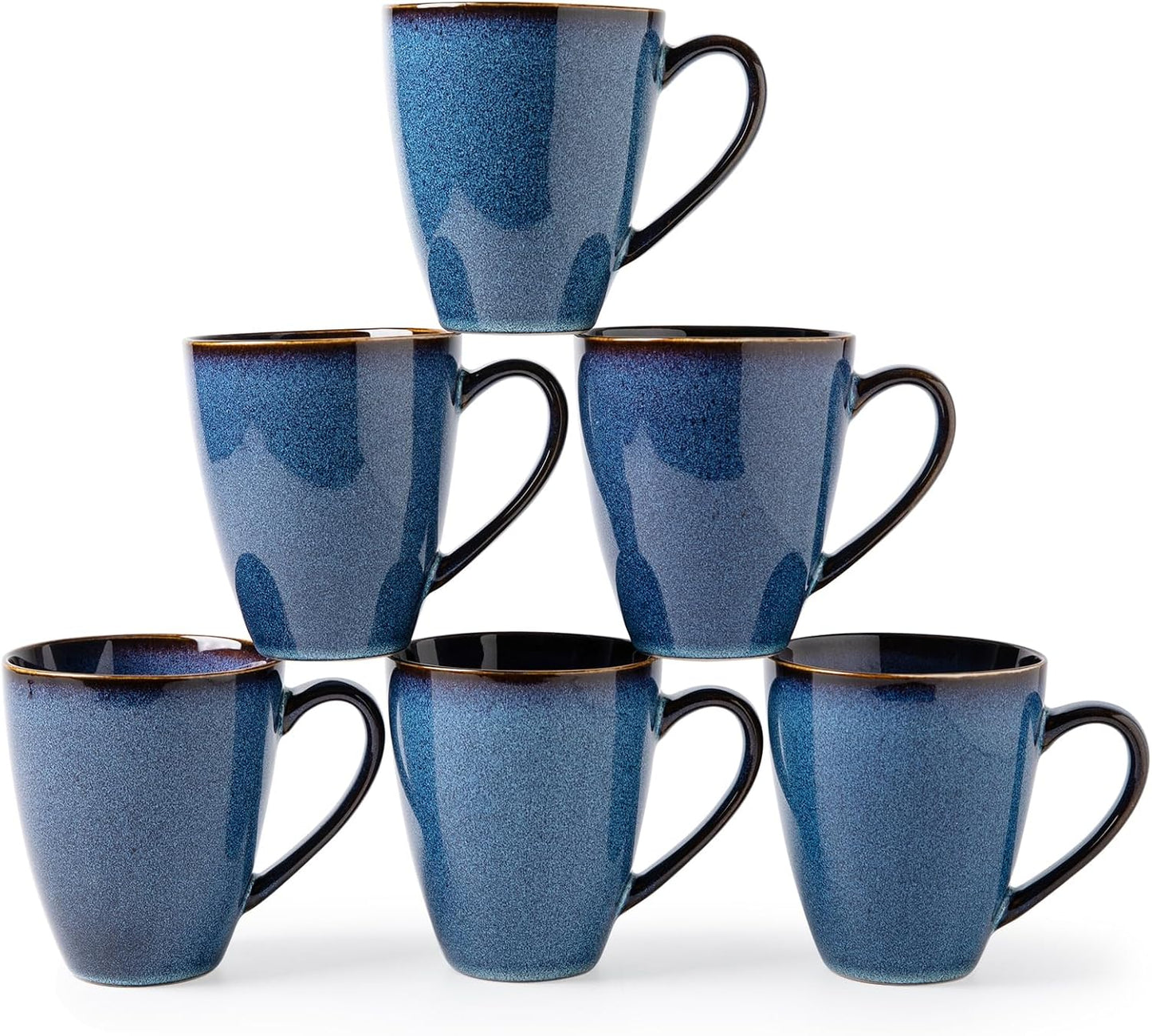 MONITO 14 OZ Coffee Mugs Set of 6, Modern Large Ceramic Coffee Mugs Set with handle for Tea/Latte/Milk/Cocoa, Funny Tea Cups for Office and Home, Engagement Gifts…
