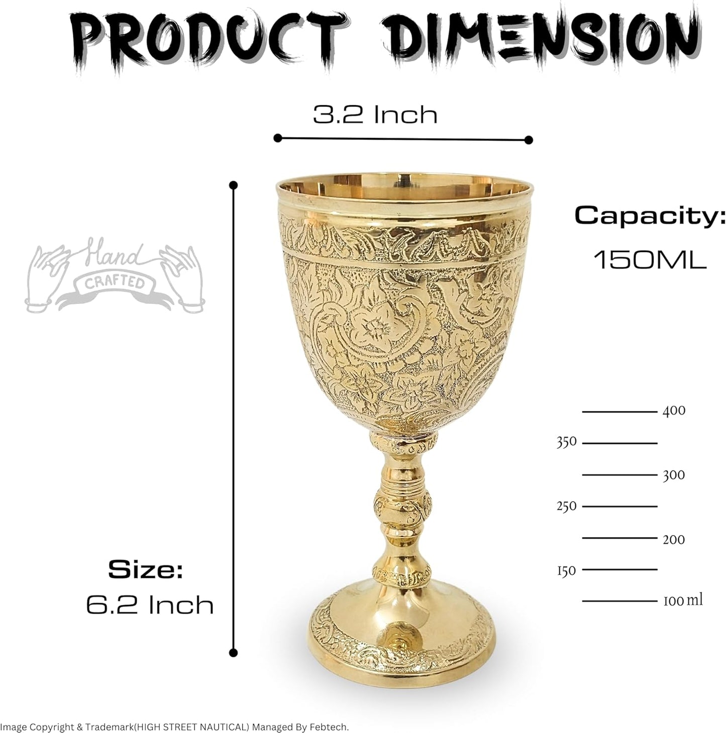 Chalice Goblet Solid Brass Vintage Golden Roman Cup of King Arthur Drinking Wine Goblet Brass Vintage Chalice Goblet Wine Cups of King Arthur - Renaissance Medieval Gift. (1)