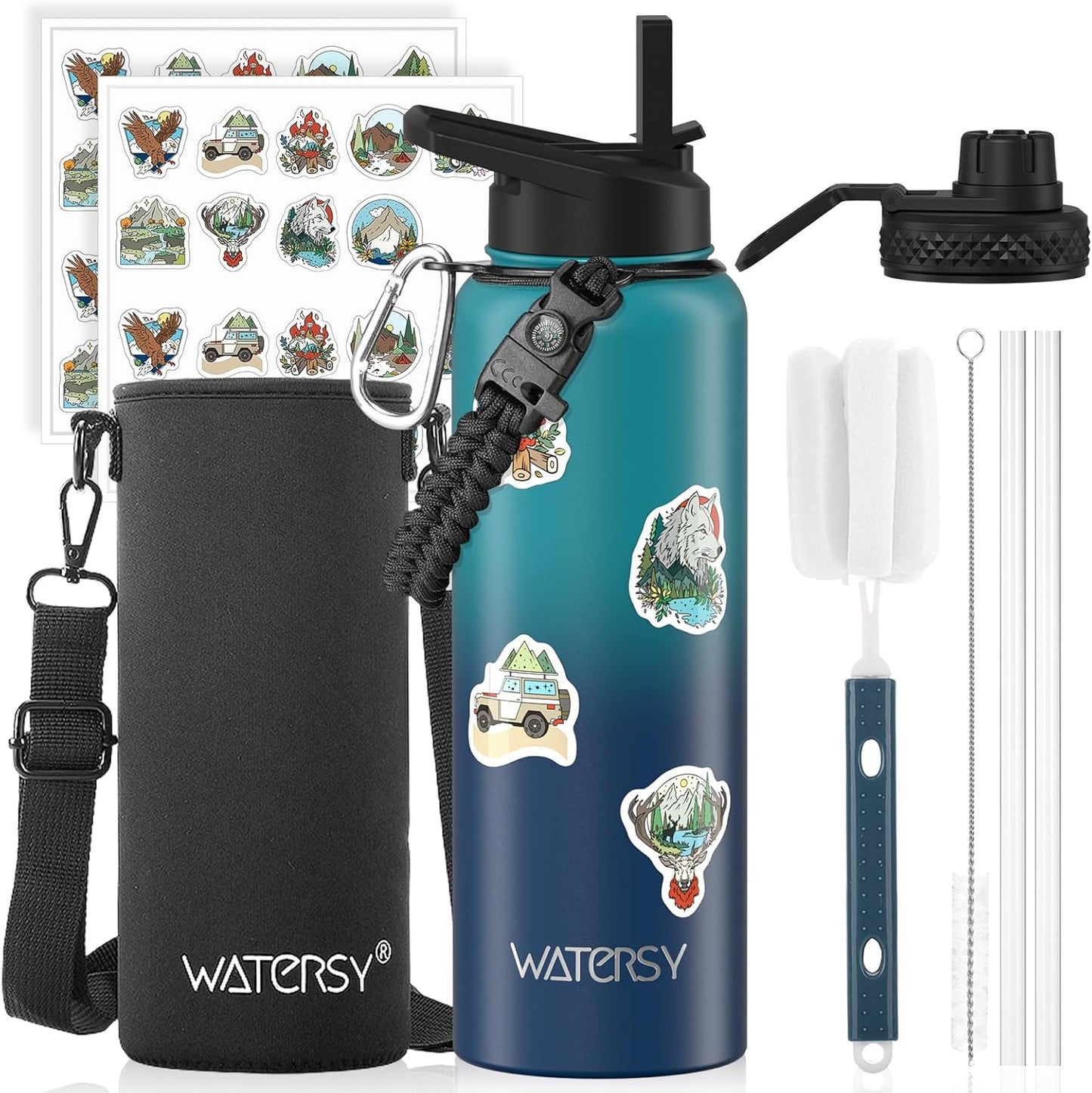87oz Insulated Water Bottle (Cold for 48 Hrs),BPA Free&Leak Proof,1.5 Gallon Stainless Steel Water Flask,Water Jug with Straw Spout Lids for Gym,Hiking,Camping,Stainless