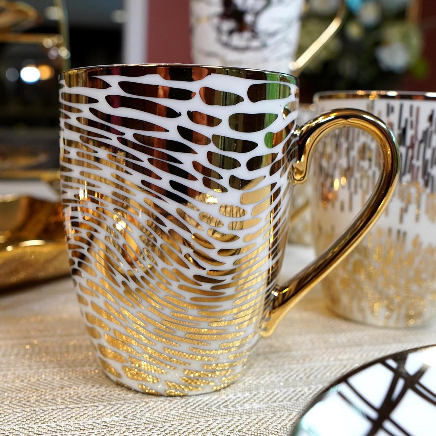 Certified International 26540SET6 Matrix 16 oz. Gold Plated Mugs, Set of 6, 5" x 3.25" x 4.5", Multicolored (1)