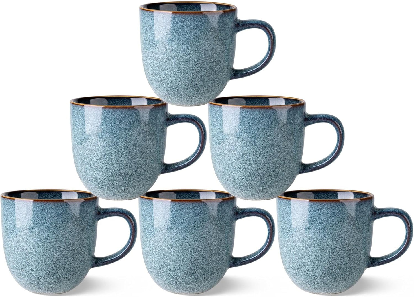 AmorArc 12oz Coffee Mugs, Ceramic Coffee Mugs set of 6 for Man, Woman, Dad, Mom, Modern Coffee Mugs with handle for Latte/Cappuccino/Milk/Cocoa. Dishwasher&Microwave Safe, Jade Green