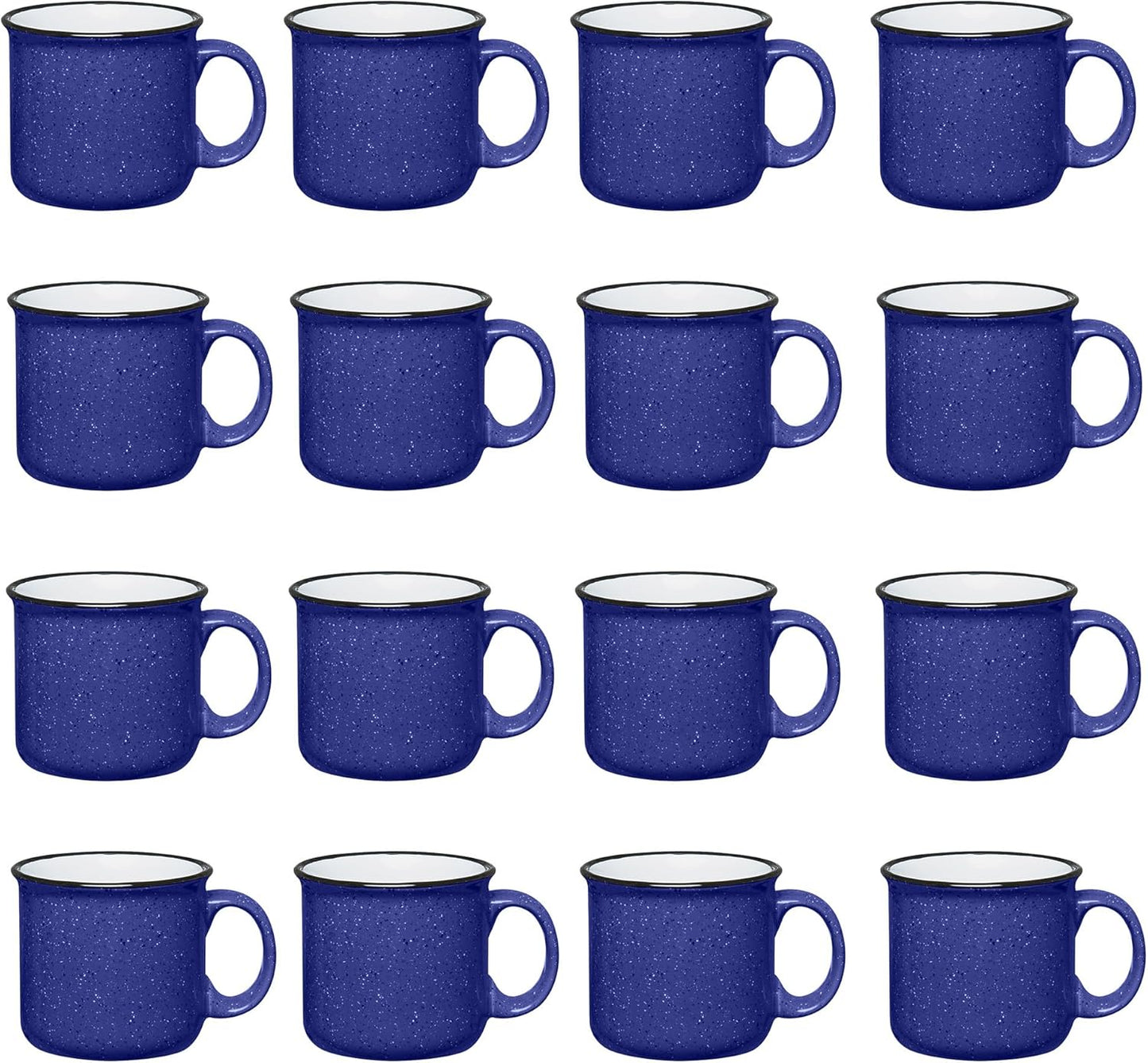 Set of 16 Ceramic Campfire Mugs – 15 Oz, White – Coffee & Tea Cups for Home, Work, Travel, Camping – Customizable, Great for DIY, Events, Companies