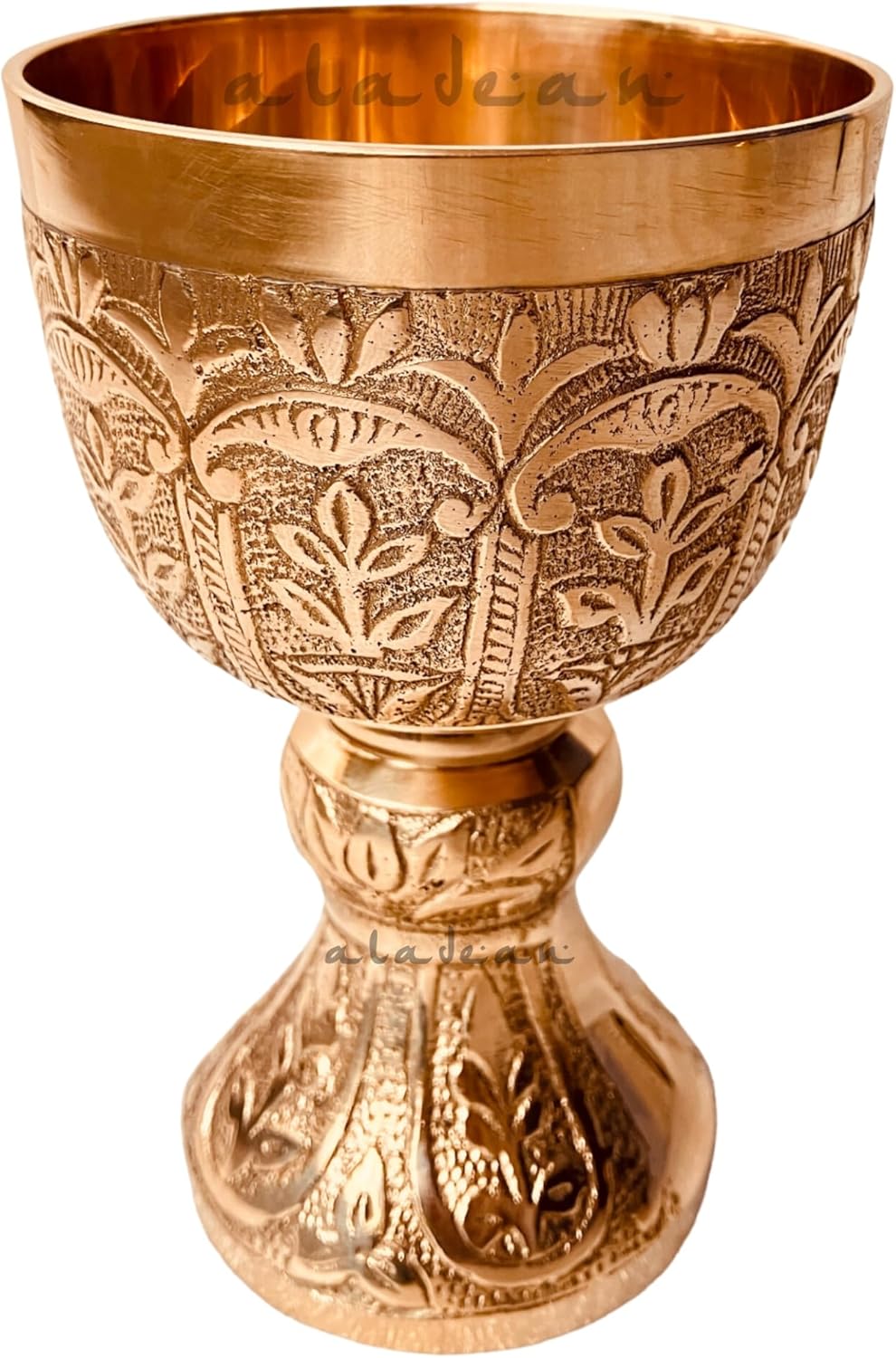 ALADEAN Vintage Chalice Medieval Goblet | 1x Solid Brass 6" Royal Wine Glass Cups 7oz - Renaissance Gifts Wedding Anniversary Novelty Ceremonial Drinkware Pack of 1pc (Roman Chalice)
