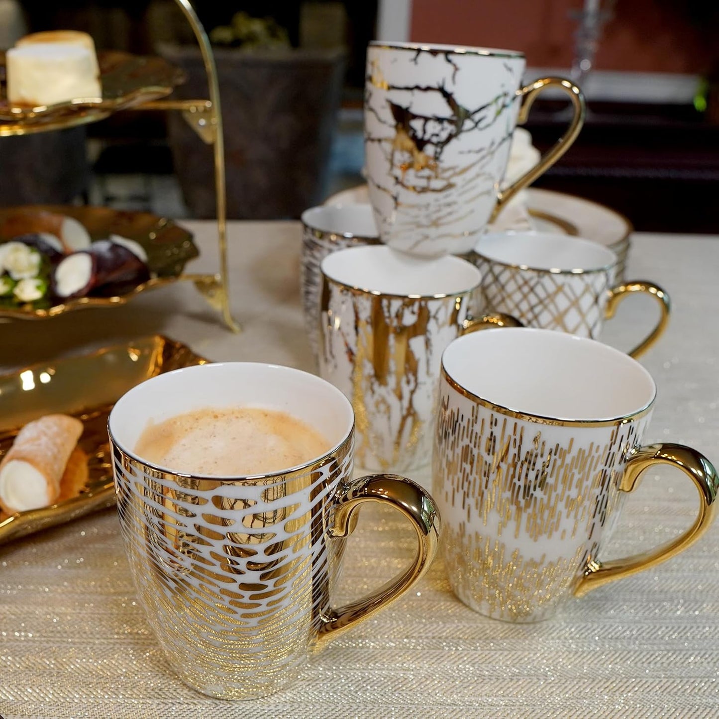 Certified International 26540SET6 Matrix 16 oz. Gold Plated Mugs, Set of 6, 5" x 3.25" x 4.5", Multicolored (1)