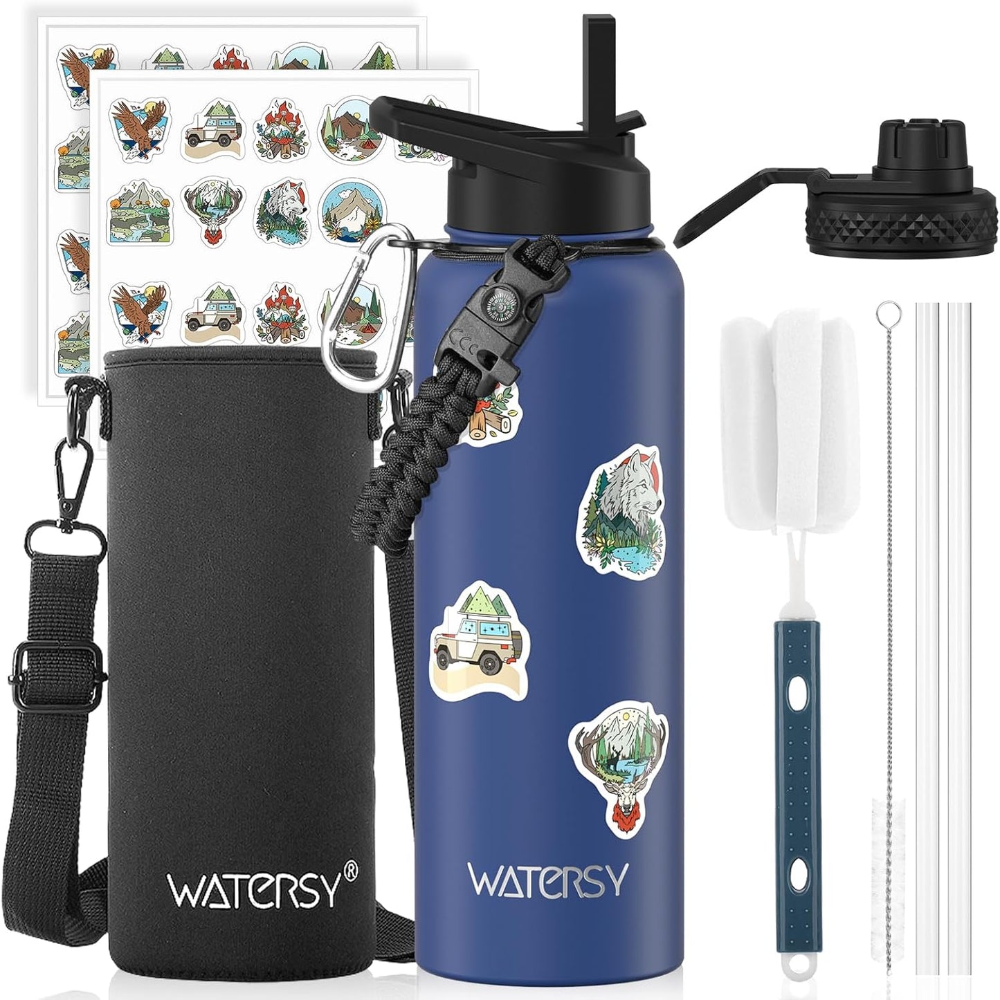 87oz Insulated Water Bottle (Cold for 48 Hrs),BPA Free&Leak Proof,1.5 Gallon Stainless Steel Water Flask,Water Jug with Straw Spout Lids for Gym,Hiking,Camping,Stainless