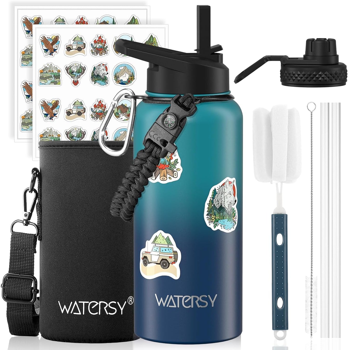 87oz Insulated Water Bottle (Cold for 48 Hrs),BPA Free&Leak Proof,1.5 Gallon Stainless Steel Water Flask,Water Jug with Straw Spout Lids for Gym,Hiking,Camping,Stainless