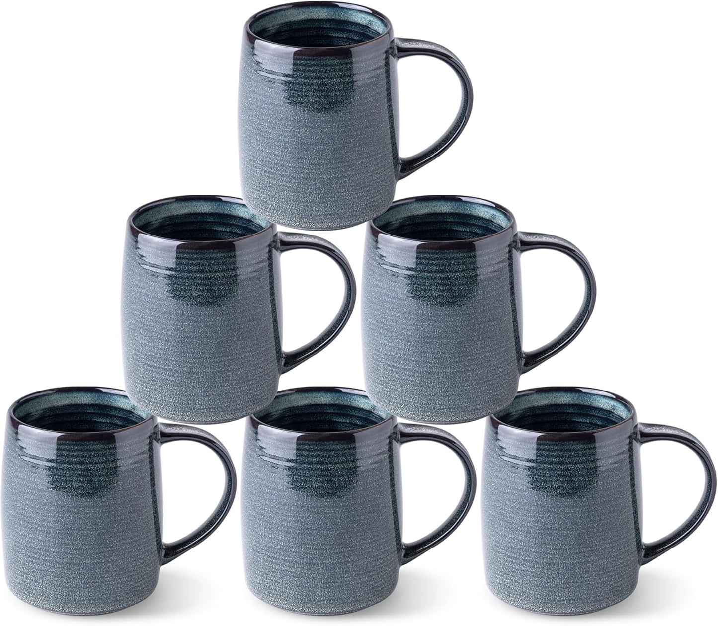 GBHOME Large Coffee Mugs Set of 6, 18oz Handmade Ceramic Coffee Mugs Set with Gradient color for Latte/Tea/Beer/Hot Cocoa, Dishwasher & Microwave Safe, Khaki