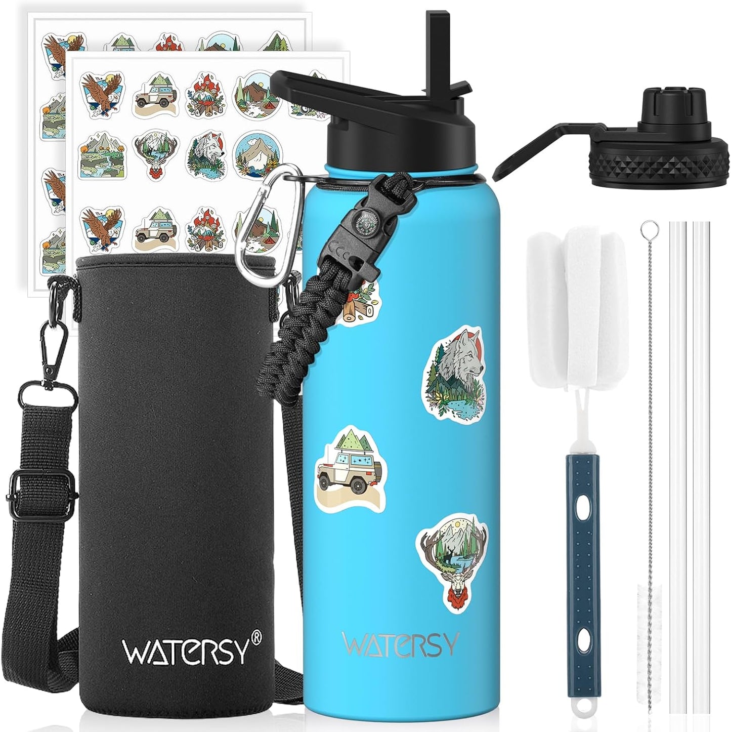 87oz Insulated Water Bottle (Cold for 48 Hrs),BPA Free&Leak Proof,1.5 Gallon Stainless Steel Water Flask,Water Jug with Straw Spout Lids for Gym,Hiking,Camping,Stainless