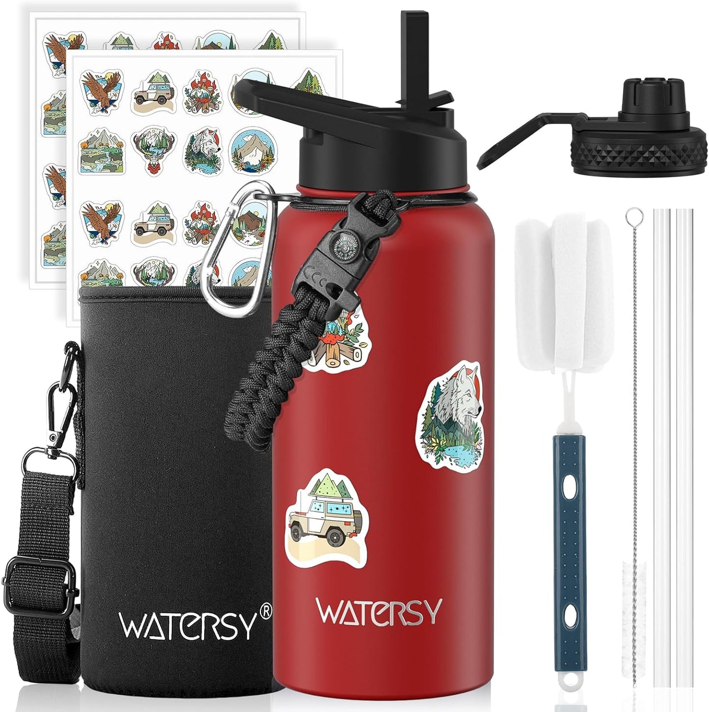 87oz Insulated Water Bottle (Cold for 48 Hrs),BPA Free&Leak Proof,1.5 Gallon Stainless Steel Water Flask,Water Jug with Straw Spout Lids for Gym,Hiking,Camping,Stainless