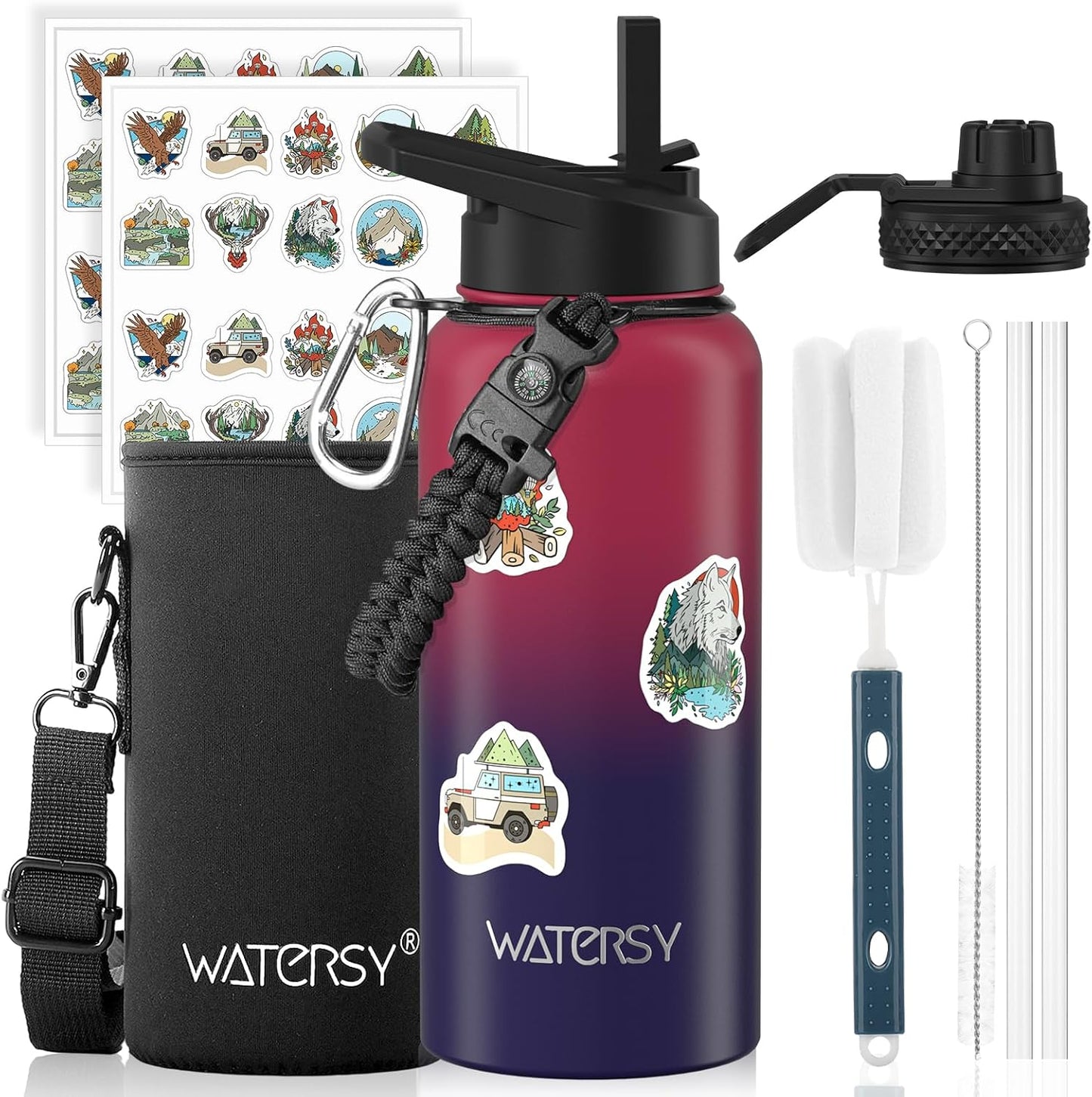 87oz Insulated Water Bottle (Cold for 48 Hrs),BPA Free&Leak Proof,1.5 Gallon Stainless Steel Water Flask,Water Jug with Straw Spout Lids for Gym,Hiking,Camping,Stainless