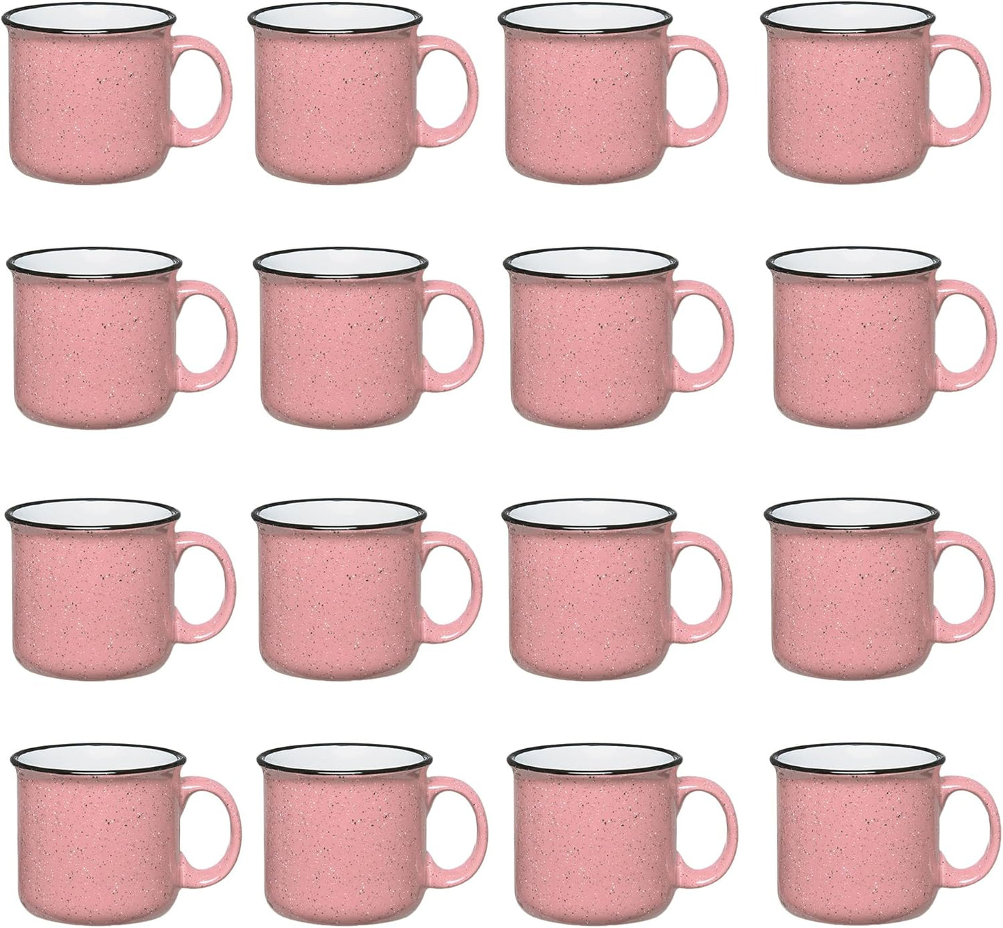Set of 16 Ceramic Campfire Mugs – 15 Oz, White – Coffee & Tea Cups for Home, Work, Travel, Camping – Customizable, Great for DIY, Events, Companies