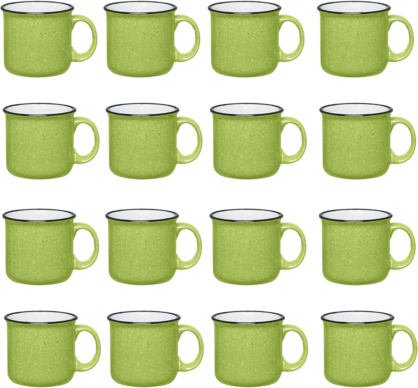 Set of 16 Ceramic Campfire Mugs – 15 Oz, White – Coffee & Tea Cups for Home, Work, Travel, Camping – Customizable, Great for DIY, Events, Companies