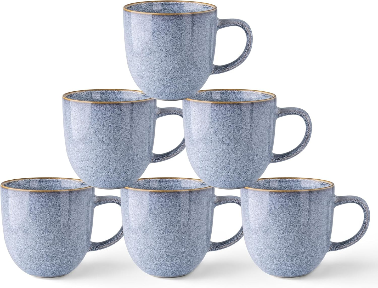 AmorArc 12oz Coffee Mugs, Ceramic Coffee Mugs set of 6 for Man, Woman, Dad, Mom, Modern Coffee Mugs with handle for Latte/Cappuccino/Milk/Cocoa. Dishwasher&Microwave Safe, Jade Green