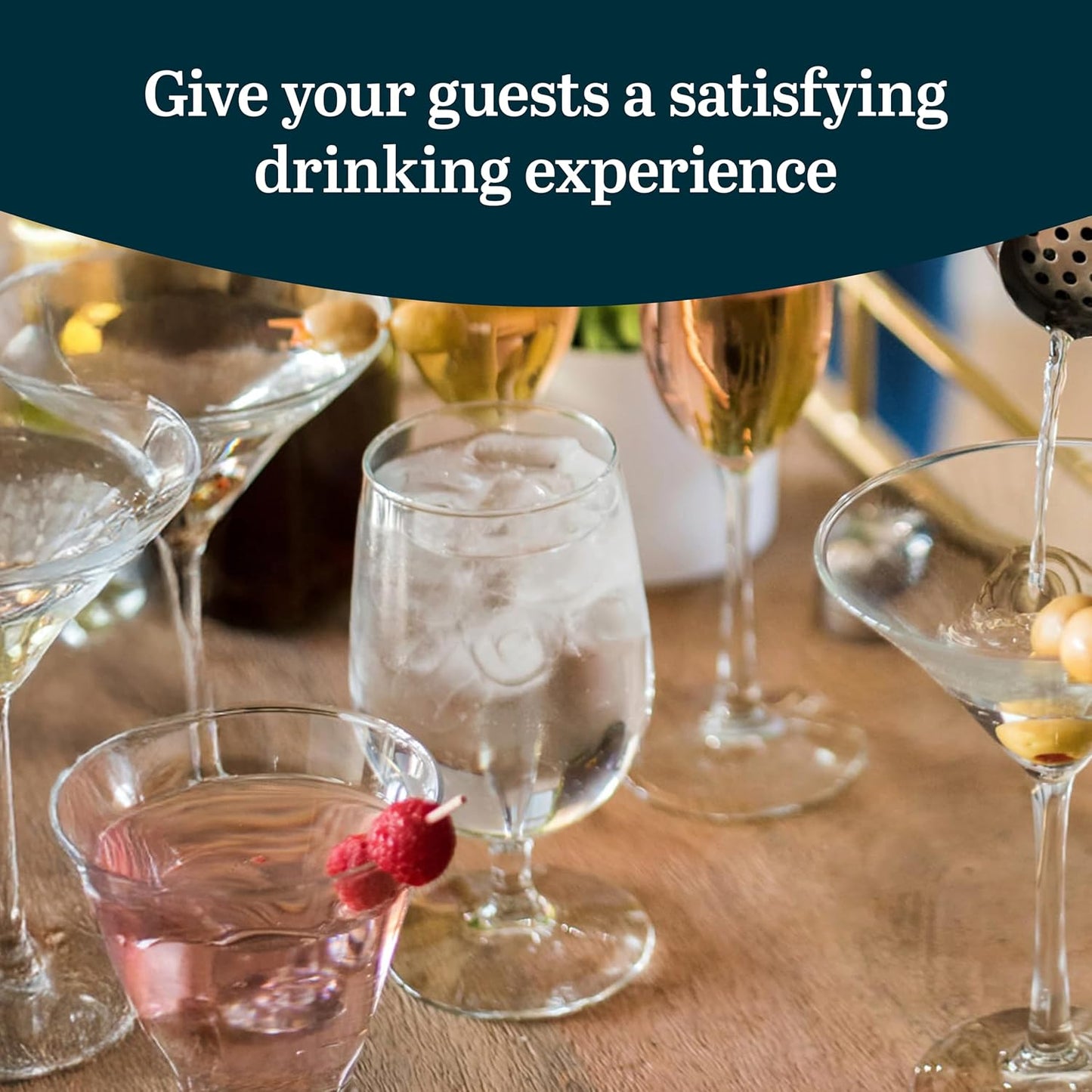 Libbey Entertaining Essentials Stemmed Water Glasses, Clear Multi Purpose Water Goblet Set of 6, Dishwasher Safe 16 oz Goblet Glasses for Parties