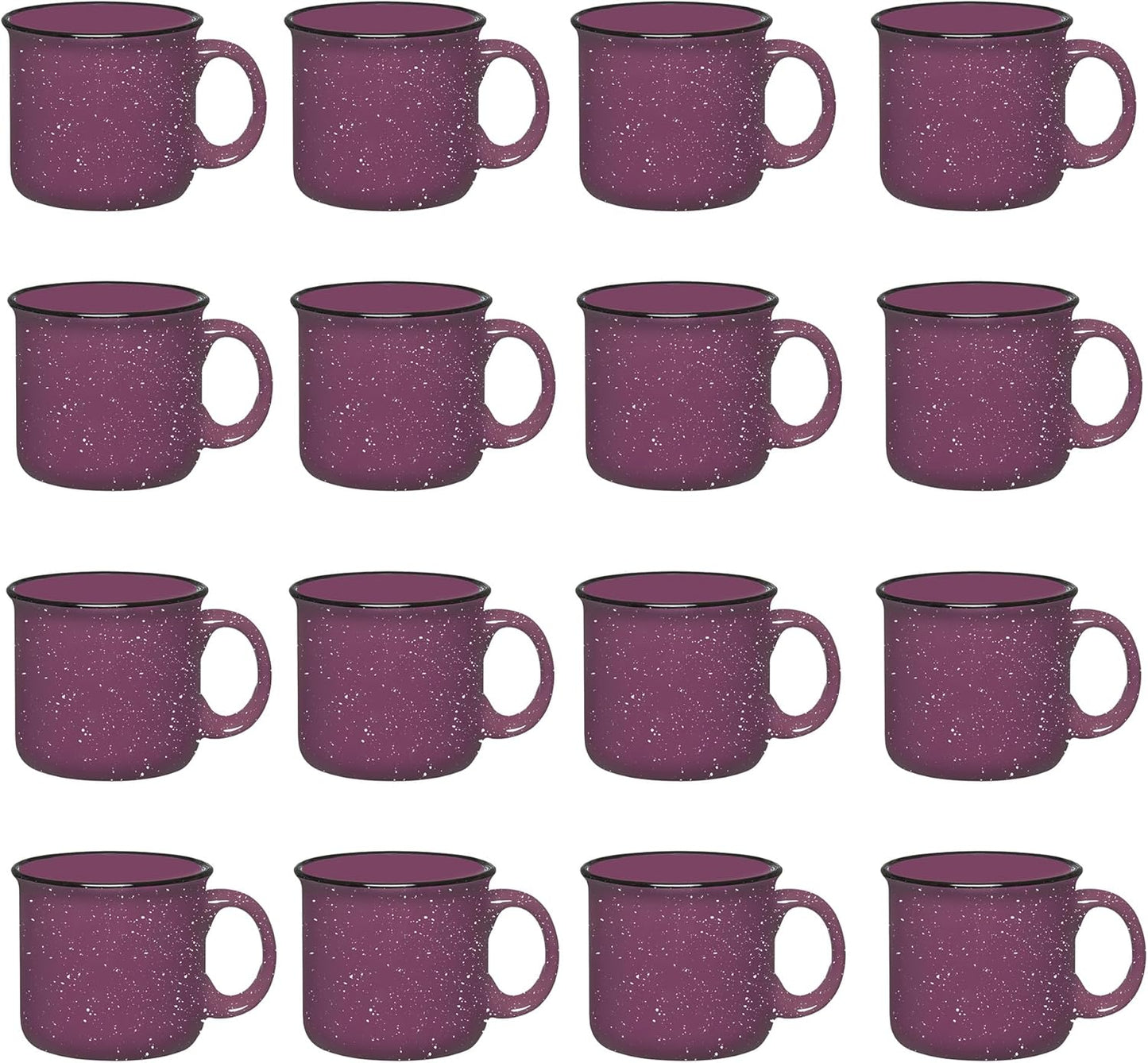 Set of 16 Ceramic Campfire Mugs – 15 Oz, White – Coffee & Tea Cups for Home, Work, Travel, Camping – Customizable, Great for DIY, Events, Companies