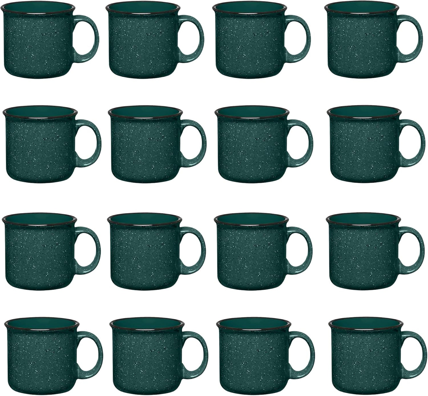 Set of 16 Ceramic Campfire Mugs – 15 Oz, White – Coffee & Tea Cups for Home, Work, Travel, Camping – Customizable, Great for DIY, Events, Companies