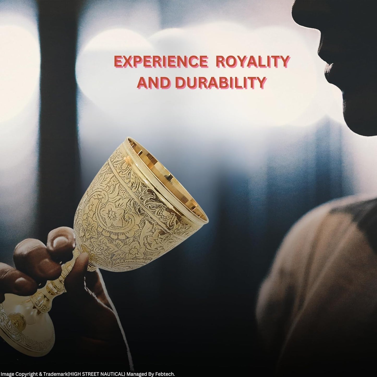 Chalice Goblet Solid Brass Vintage Golden Roman Cup of King Arthur Drinking Wine Goblet Brass Vintage Chalice Goblet Wine Cups of King Arthur - Renaissance Medieval Gift. (1)