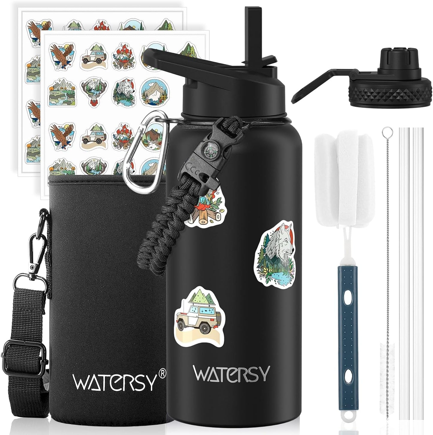 87oz Insulated Water Bottle (Cold for 48 Hrs),BPA Free&Leak Proof,1.5 Gallon Stainless Steel Water Flask,Water Jug with Straw Spout Lids for Gym,Hiking,Camping,Stainless