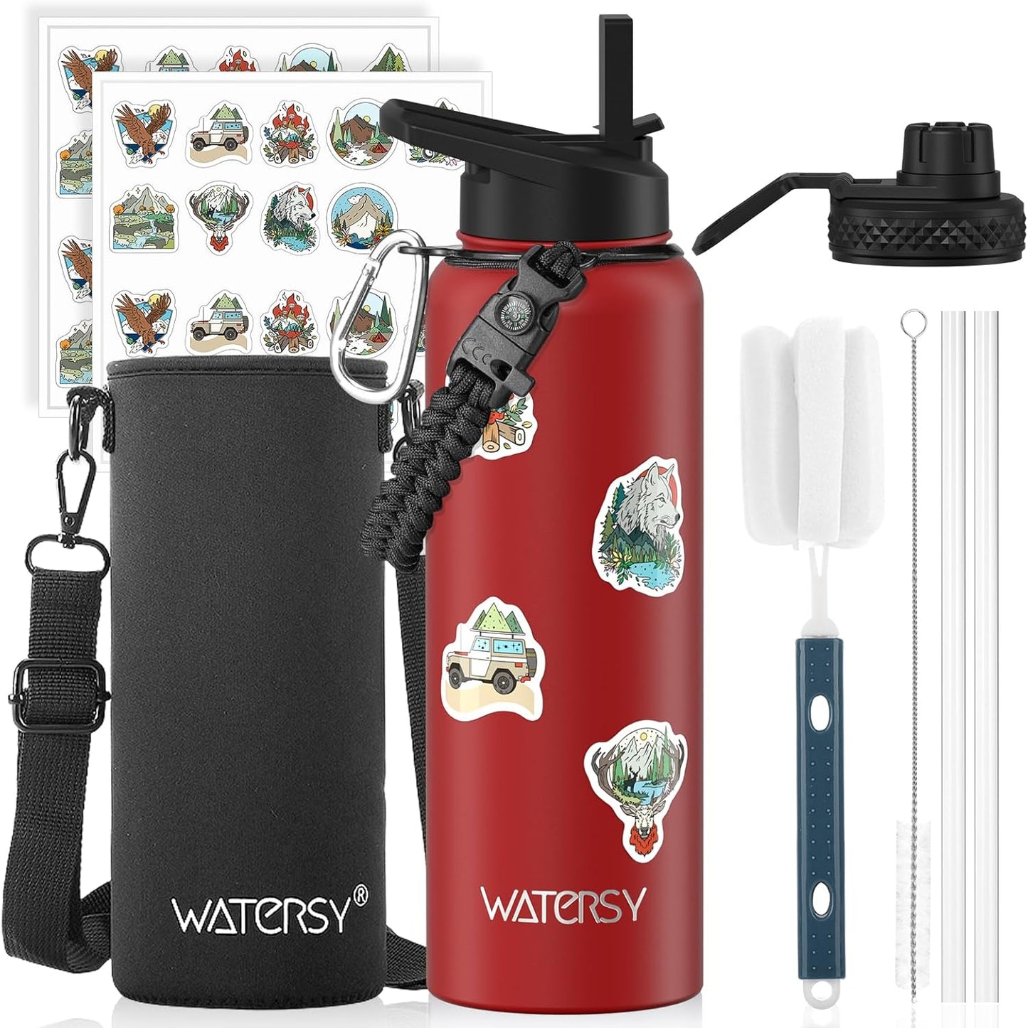 87oz Insulated Water Bottle (Cold for 48 Hrs),BPA Free&Leak Proof,1.5 Gallon Stainless Steel Water Flask,Water Jug with Straw Spout Lids for Gym,Hiking,Camping,Stainless