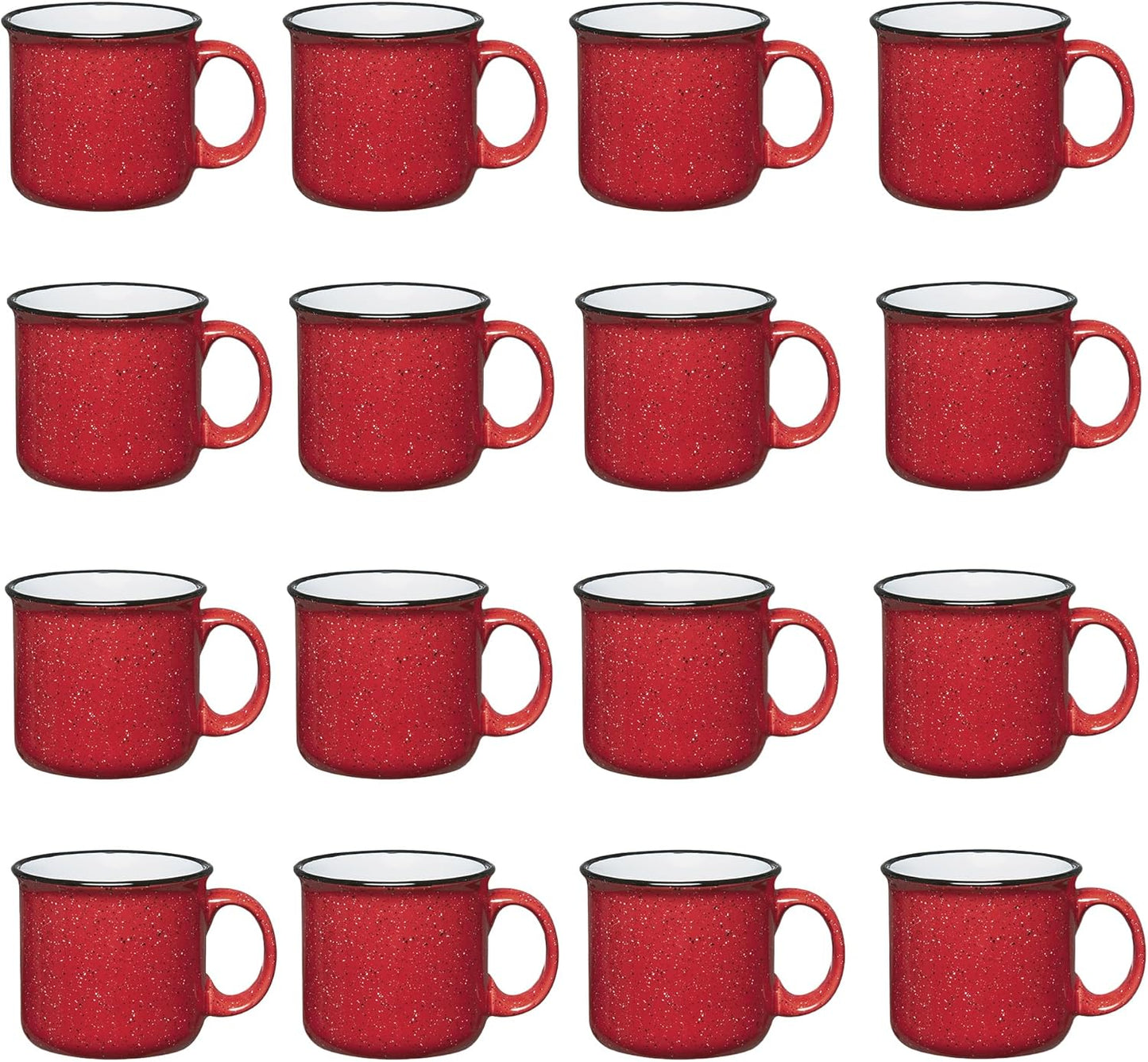 Set of 16 Ceramic Campfire Mugs – 15 Oz, White – Coffee & Tea Cups for Home, Work, Travel, Camping – Customizable, Great for DIY, Events, Companies