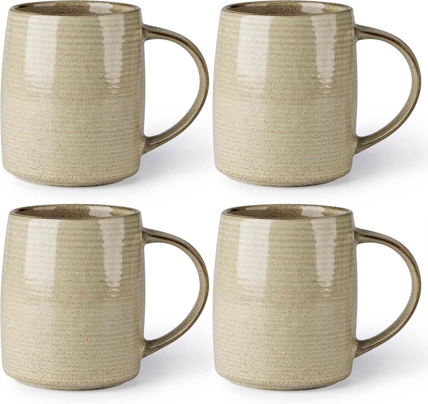 GBHOME Large Coffee Mugs Set of 6, 18oz Handmade Ceramic Coffee Mugs Set with Gradient color for Latte/Tea/Beer/Hot Cocoa, Dishwasher & Microwave Safe, Khaki