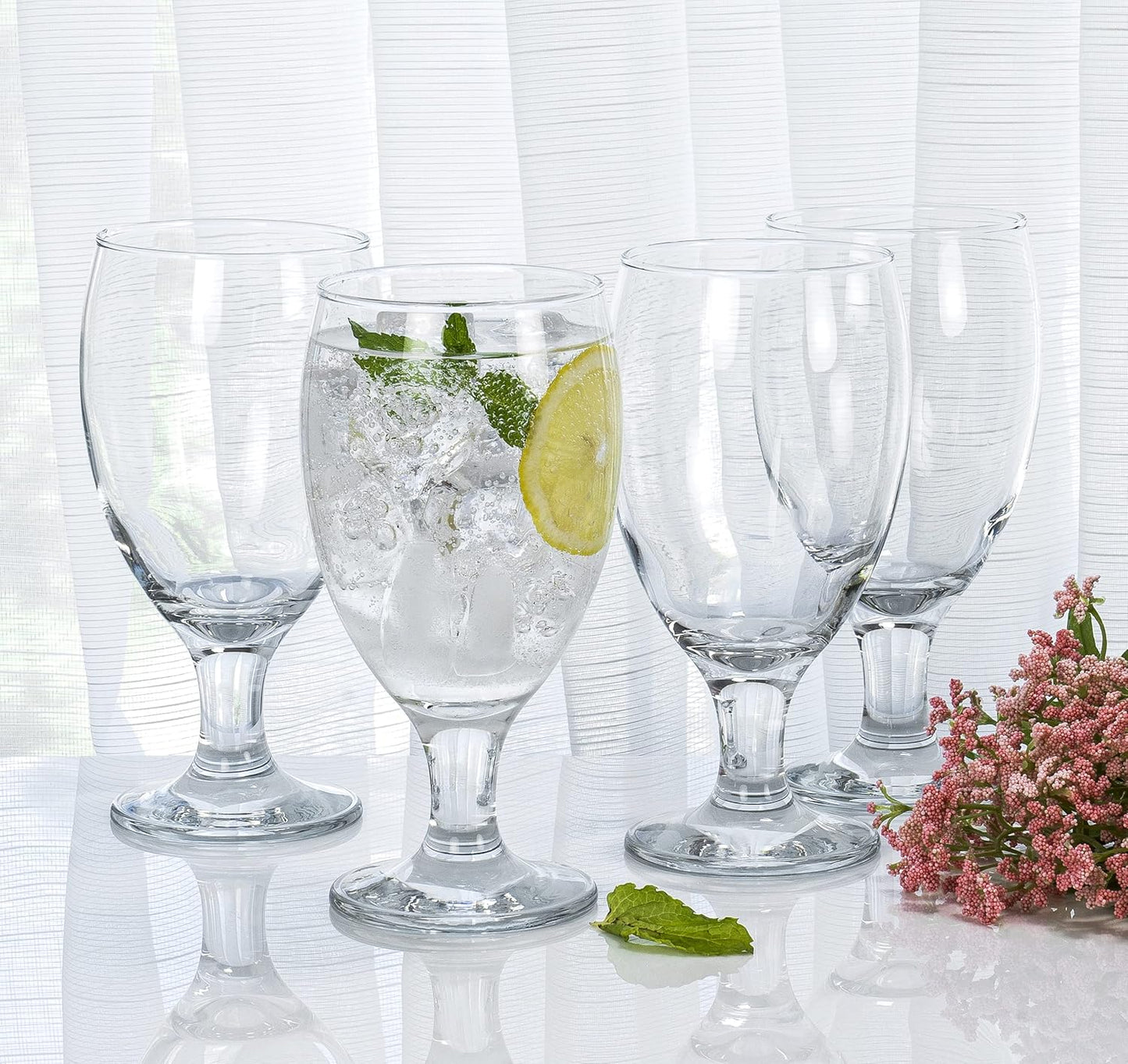 Red Co. Set of 4 Clear 20 Oz Short Stem All Purpose Glass Drinking Goblets